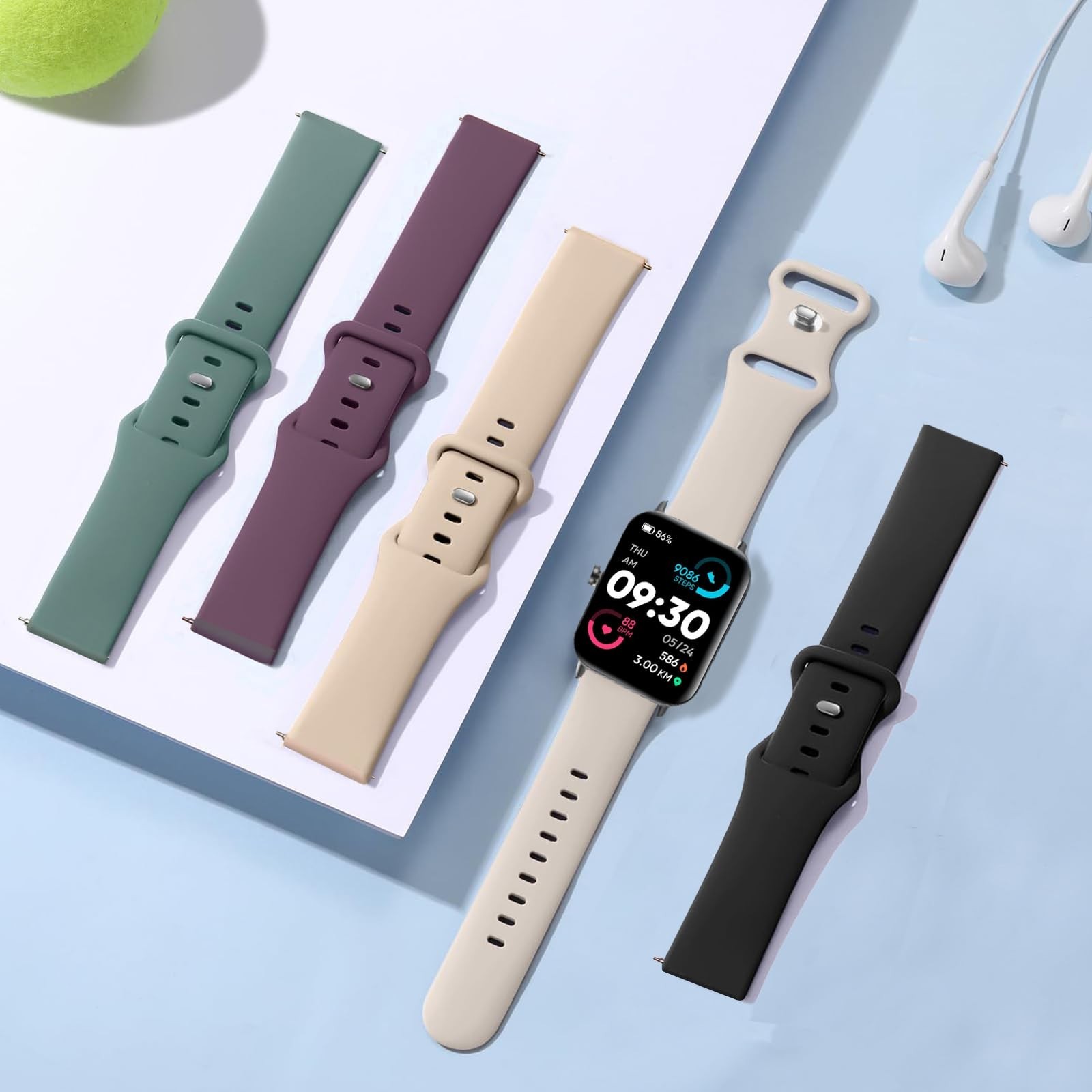 Silicone Watch Bands for Woneligo/Fitpolo Smart Watch IDW13, Soft Sport 22mm …
