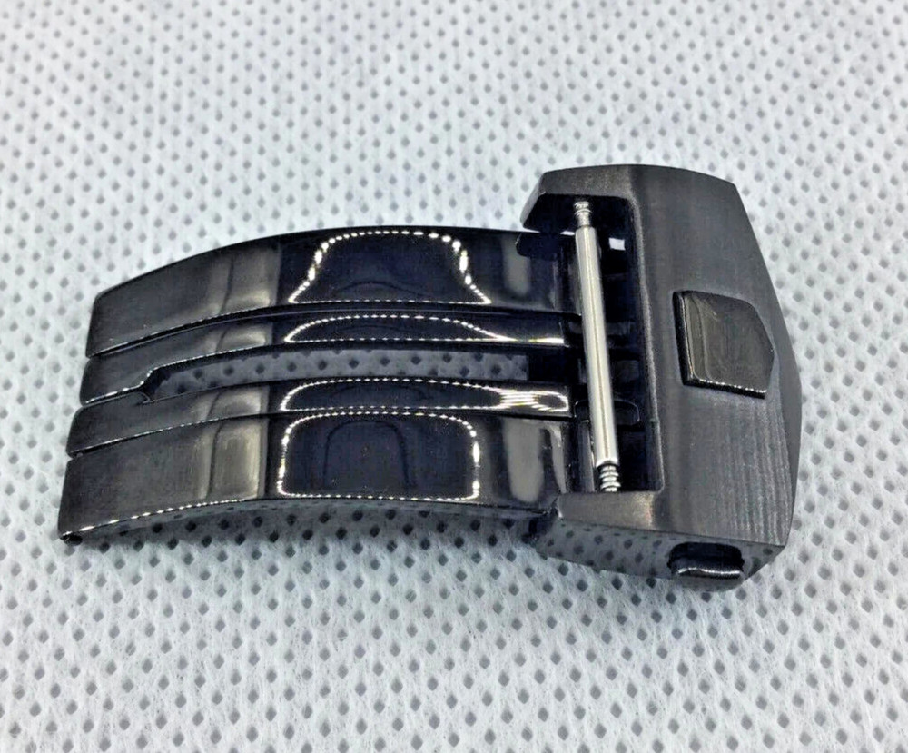 20MM BLACK DEPLOYMENT CLASP BUCKLE FOR TAG HEUER S/S MONACO CARRERA OEM DESIGN