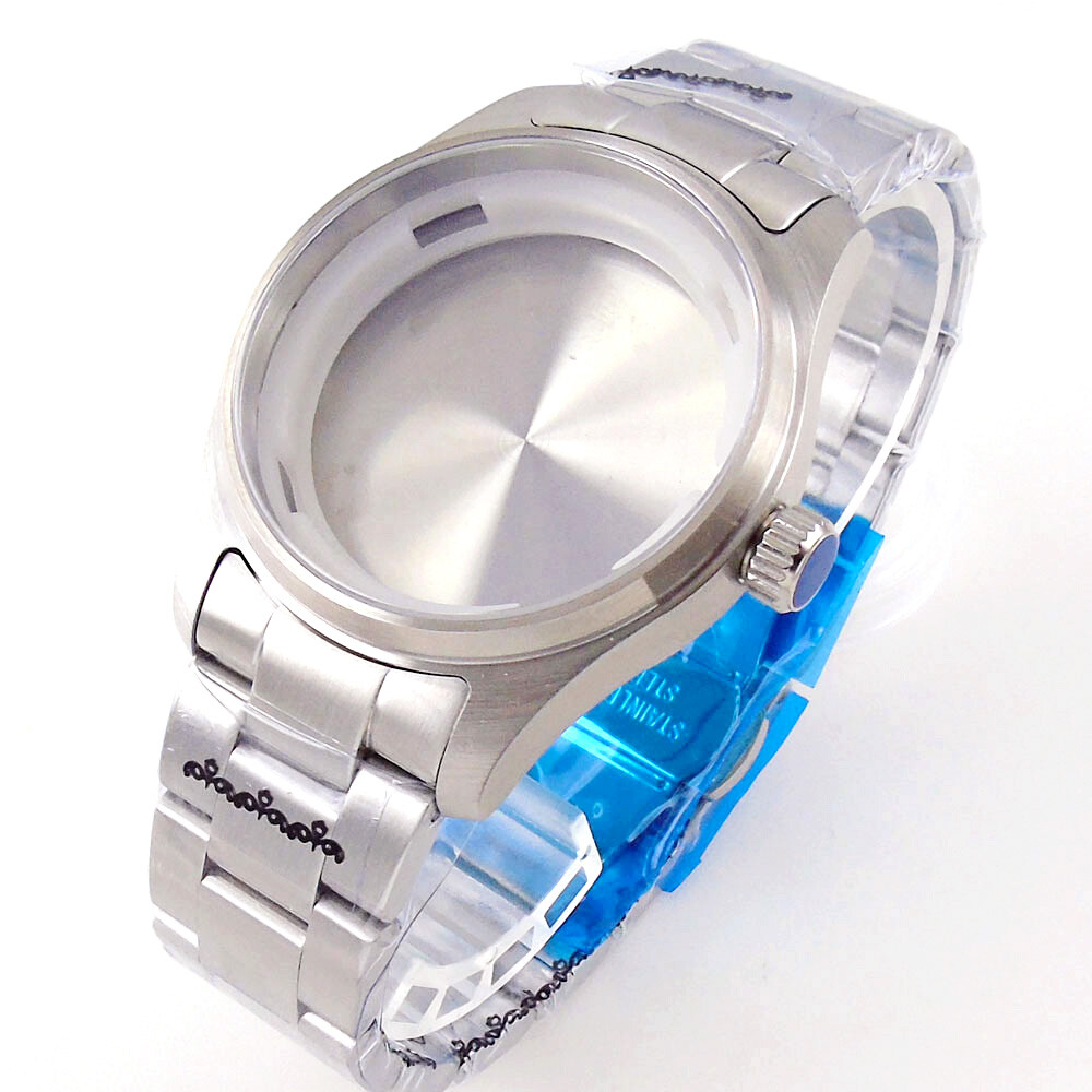 39mm Solid Steel Sapphire Glass Watch Case Bracelet Fit NH34 NH35 NH36 ETA 2824
