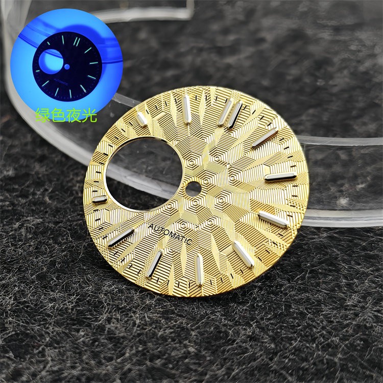 28.5mm Mechanical Watch Dial Green Luminous For Nh34 Nh38 Movement Accessories