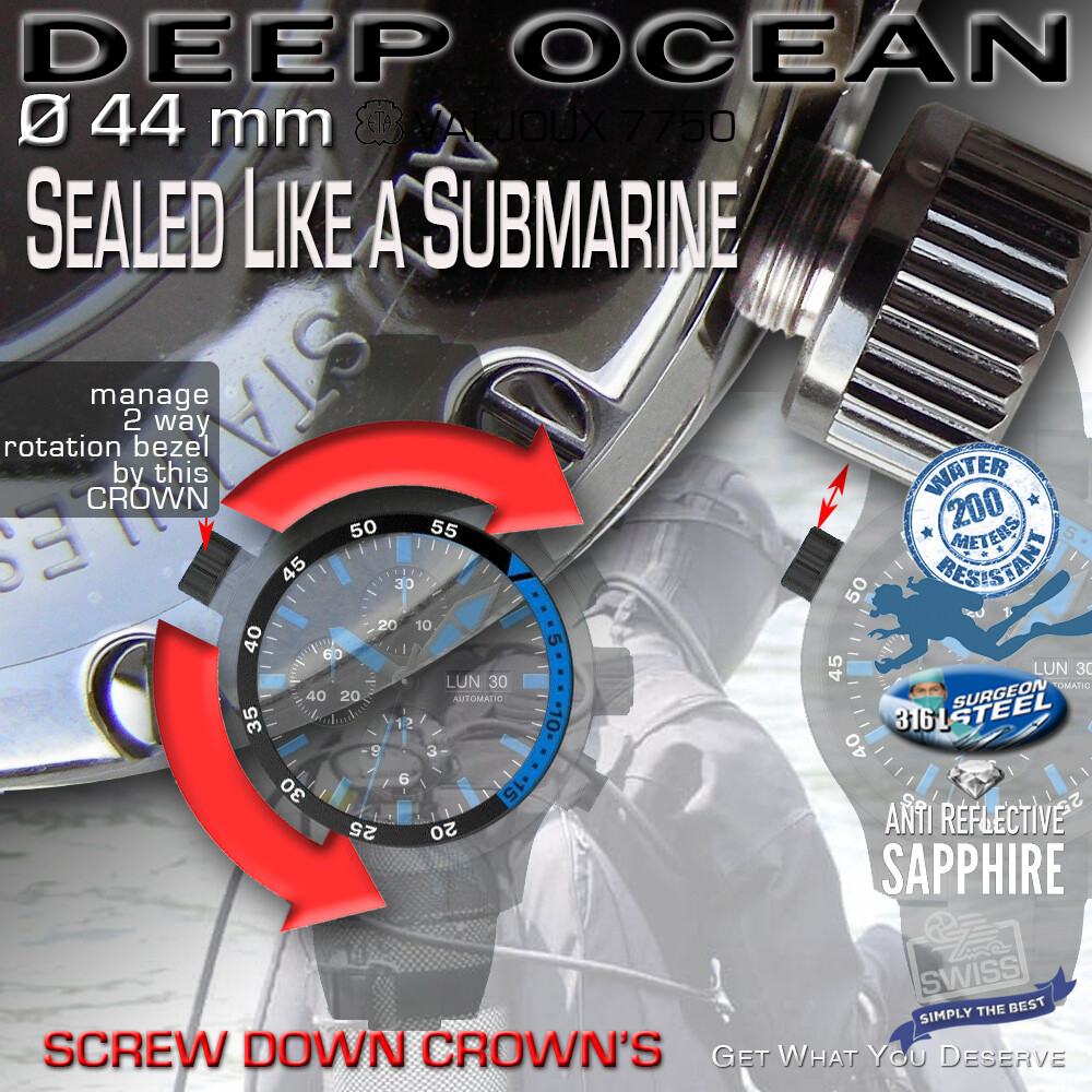 DO IT YOURSELF KIT: 7750 ETA-VALJOUX, DEEP OCEAN, 44 MM, 200M, KIT 01+02,