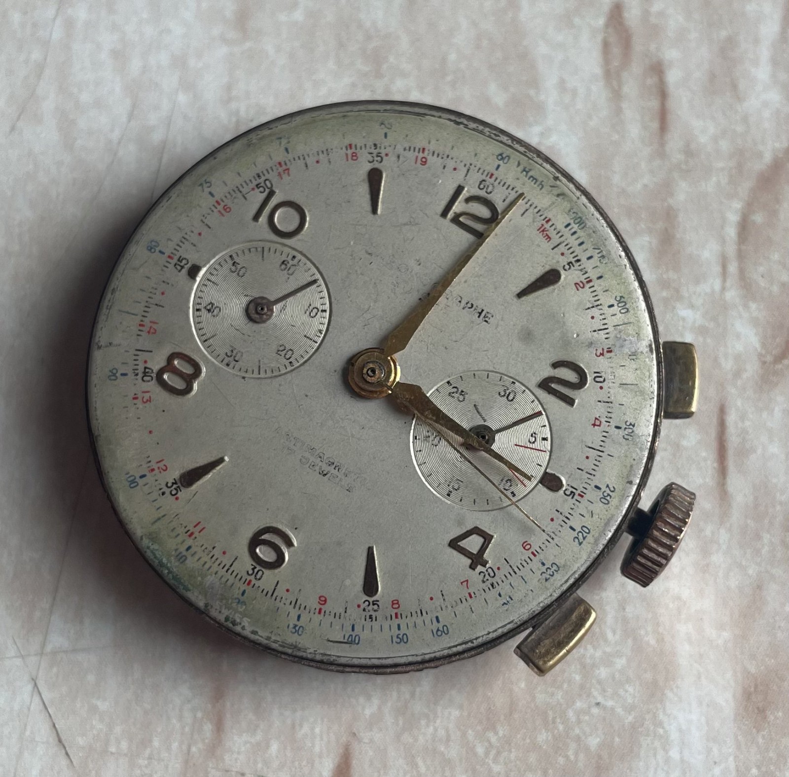 Vintage Chronographe Suisse Swiss Watch 17 Jewels movement Landeron 48