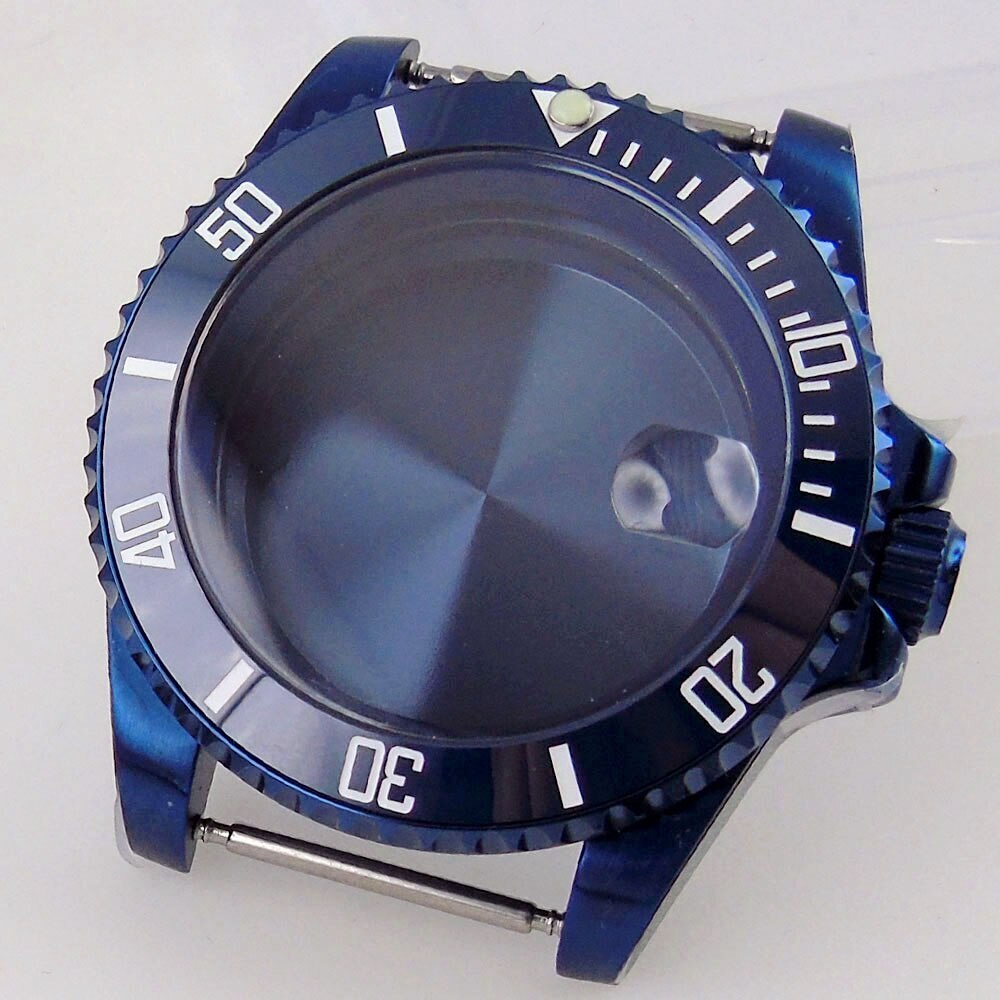 New 20ATM Dive Case 40mm Steel Blue Watch Case Sapphire for NH34 NH35 NH36 Parts