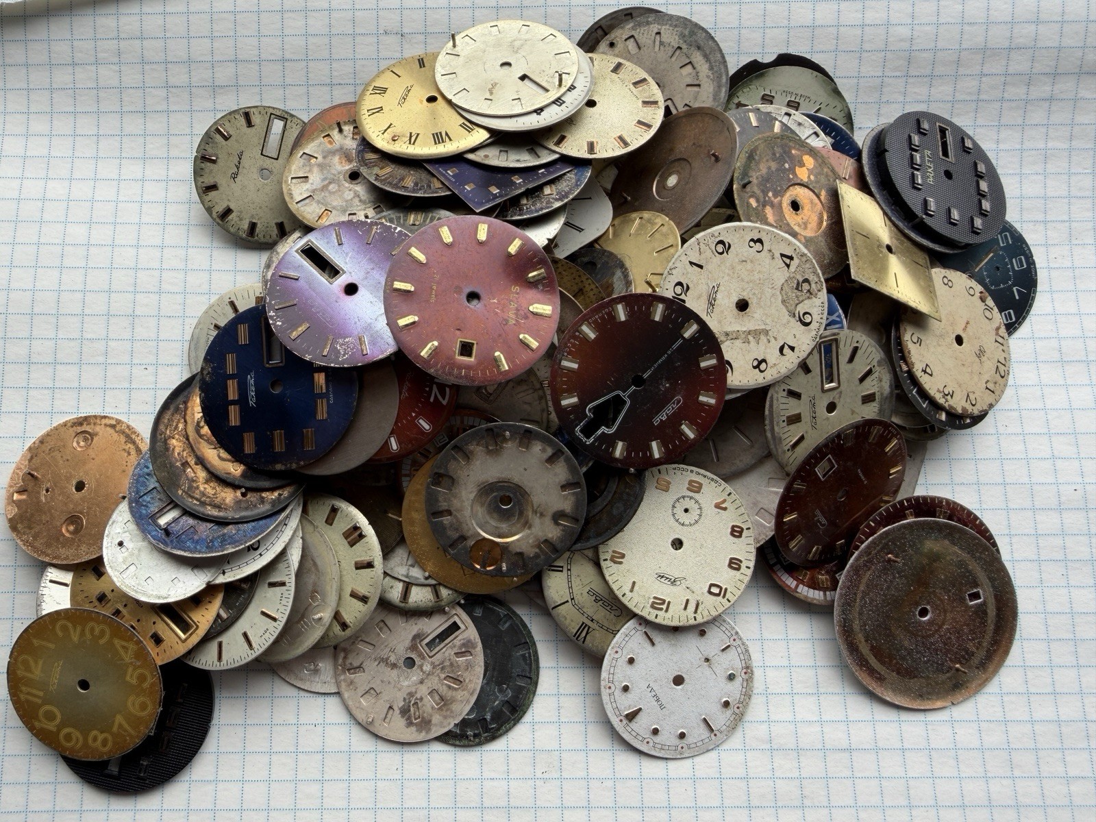 Vintage Watch Dials Lot 400g – Mechanical watch Faces, Steampunk, Soviet Art