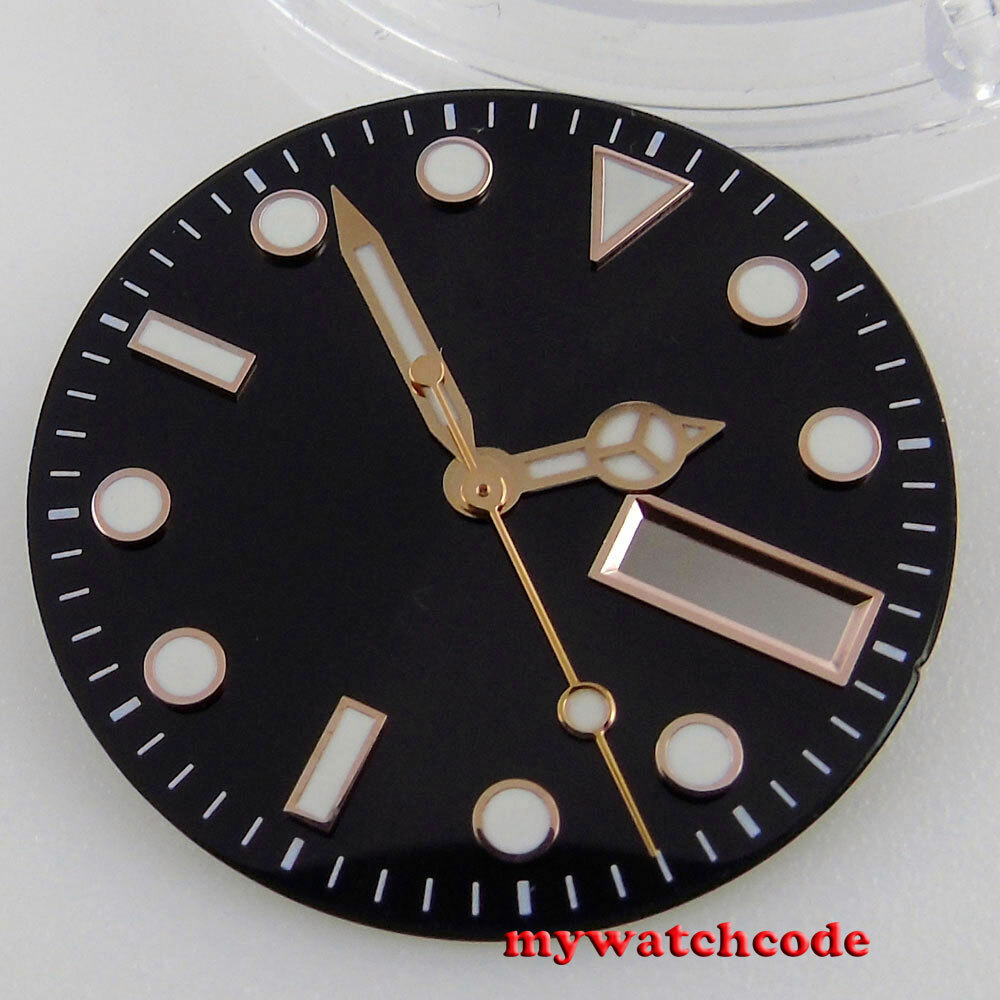 29mm black gray golden blue Watch Dial for NH36 Movement day date (dial+hand)
