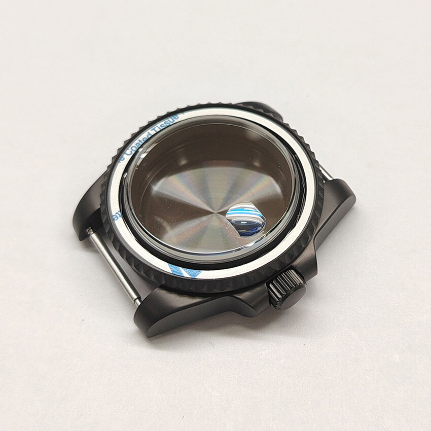 40MM Black Frosted Watch Case + Strap + Bezel Accessories for NH35/NH36 Movement