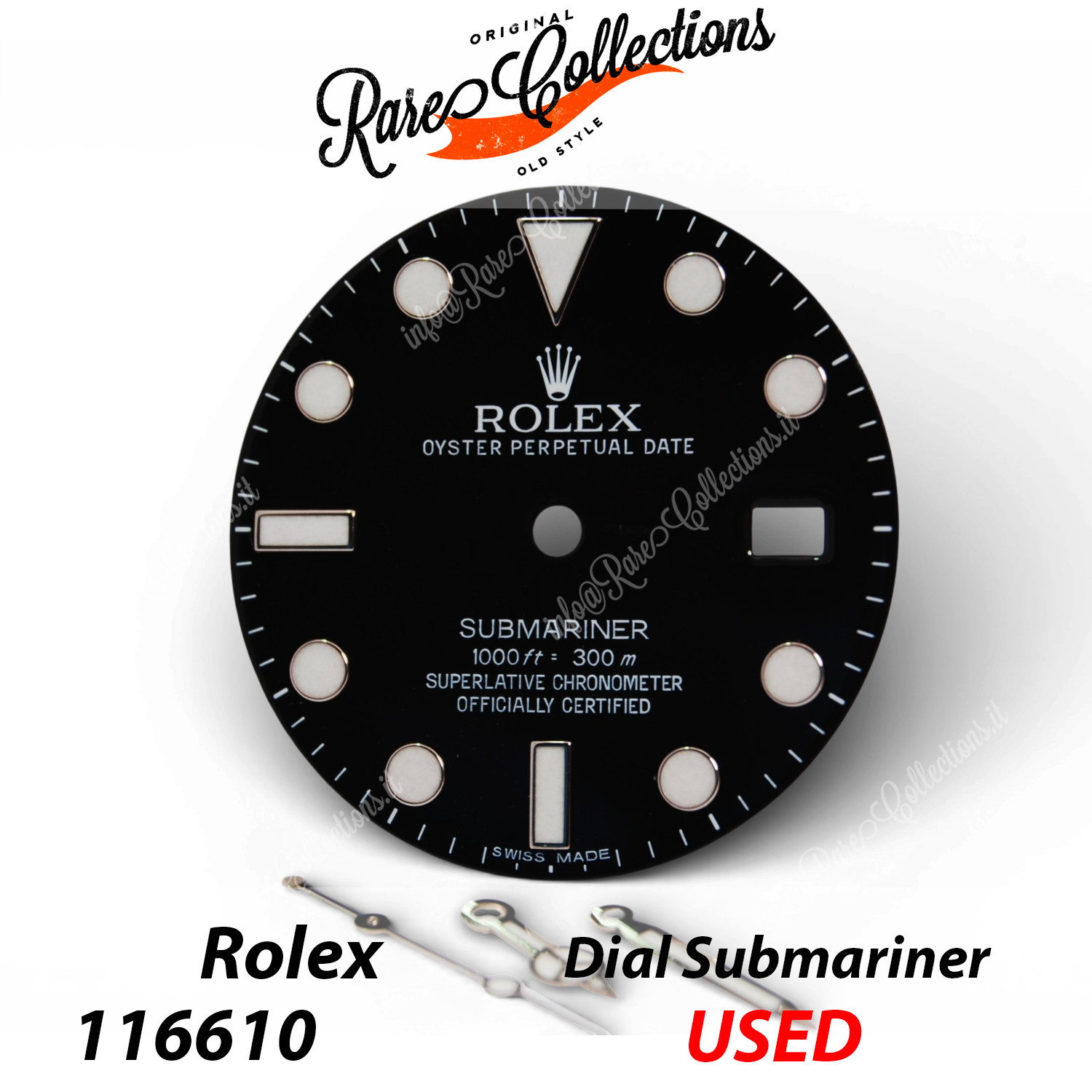 Rolex Dial 116610LN Used Dial Submariner Chromalight Black + Lancette