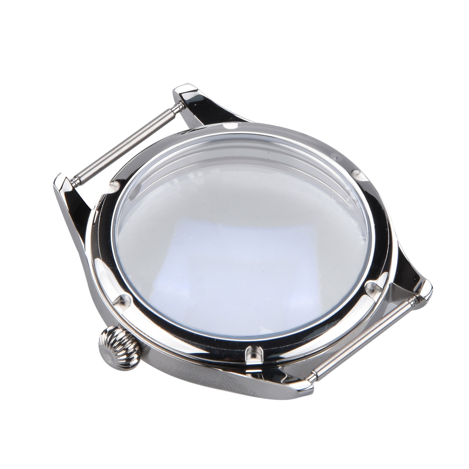 Silver 44mm Stainless Steel Watch Case For ETA6497/6498 Movement Accessory