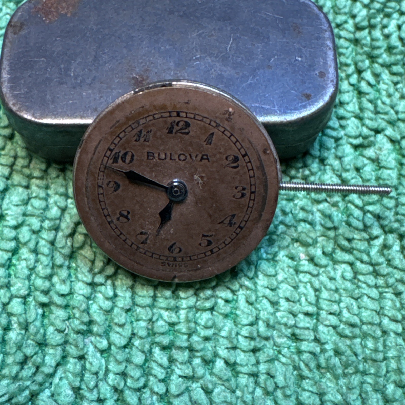 Vintage Bulova 7AM Round Watch Dial Hands Movement. Not Running Parts Or Repair