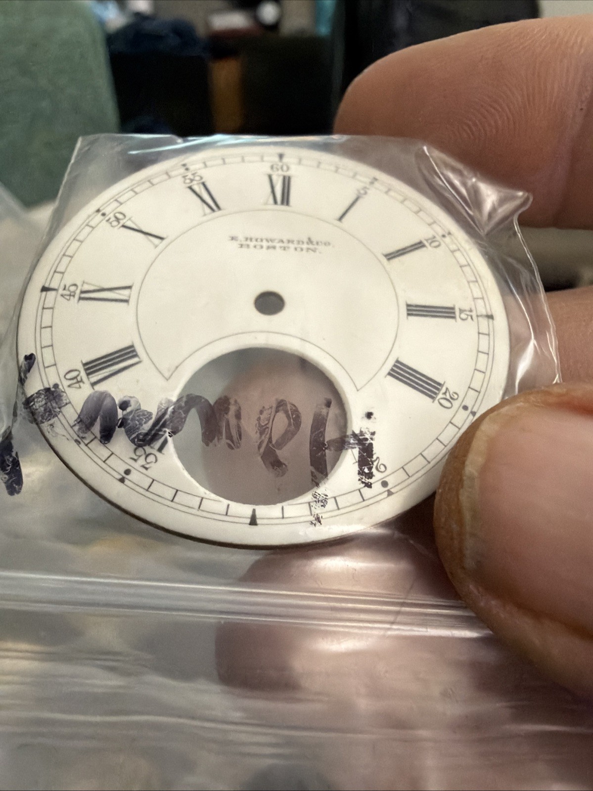 VINTAGE N SIZE E. HOWARD POCKET WATCH PORCELAIN DIAL