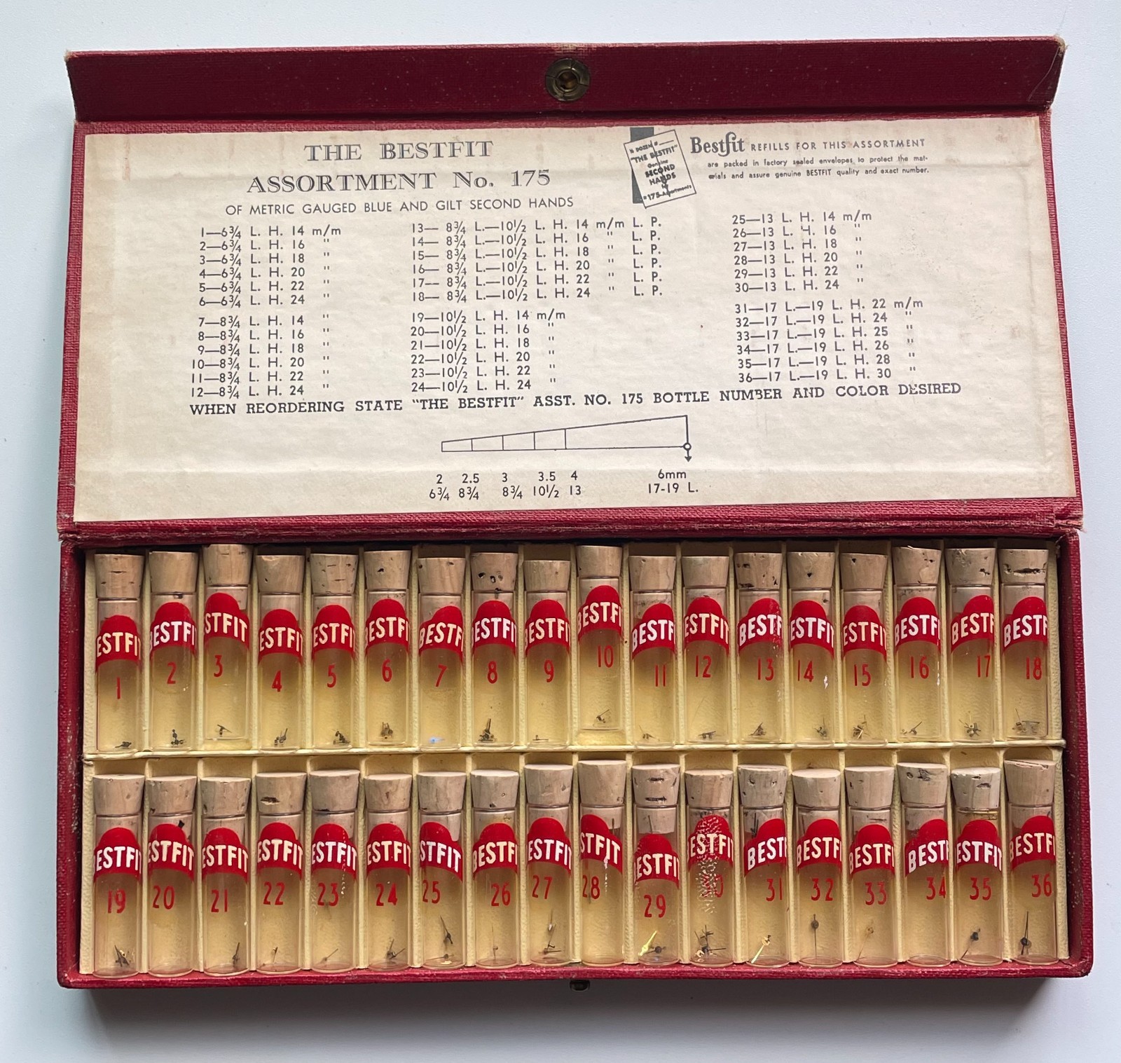 THE BESTFIT Watch Second Hand Assortment Kit 175 Metric Gauged Vintage Parts