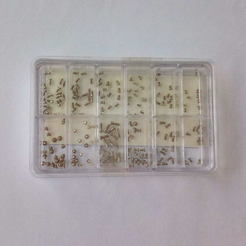 12-Size One Slotted Head Stainless Steel Watch Back Case Screw Assortment Box