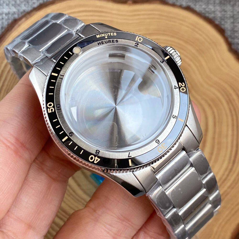 20ATM Diver 40mm Double Bow Sapphire Watch Case Fit NH35 PT5000 Steel Bracelet
