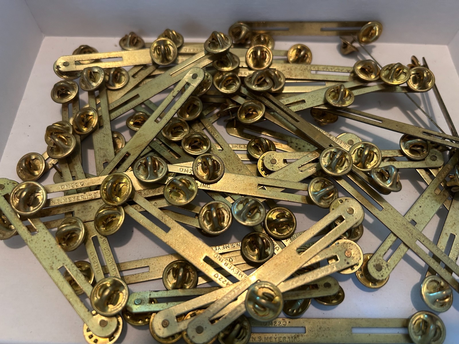 100+ Military Double Base Bar Brass, Clutch Back, Butterfly Fastener Clasps