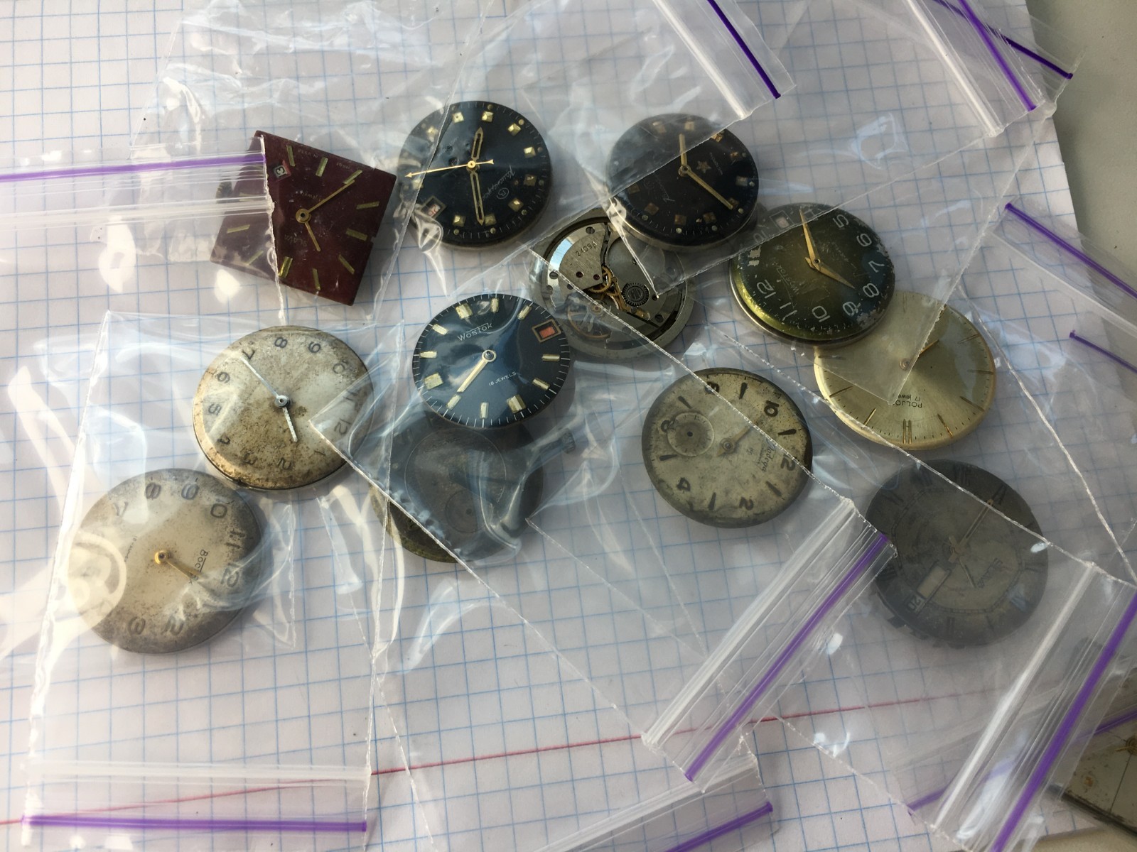 MOVEMENTS (13pcs) FOR MENS WRIST WATCH Slava Vostok Raketa USSR for parts