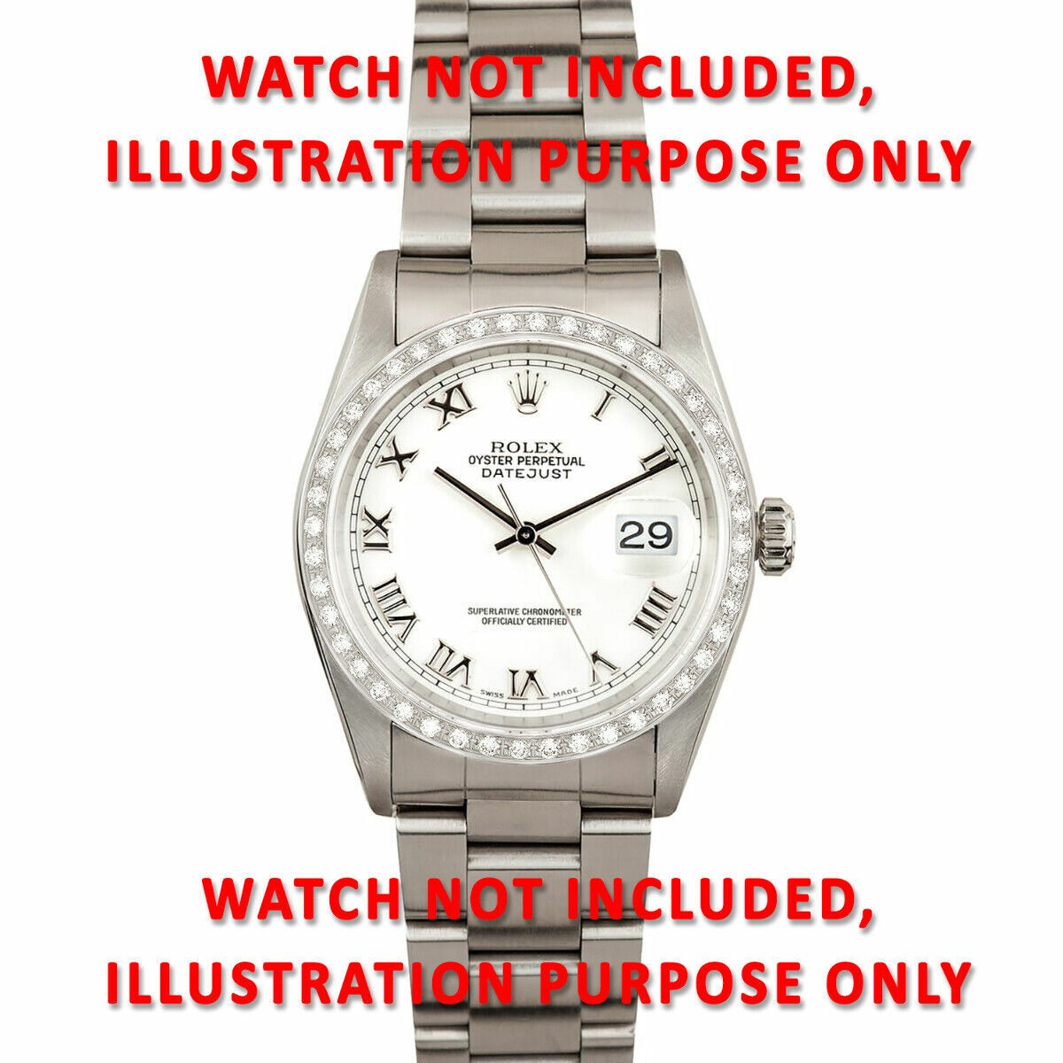 FULL SIZE 1CT BEAD NATURAL DIAMOND BEZEL 18KW 36MM PRESIDENT 18079 18239 18249