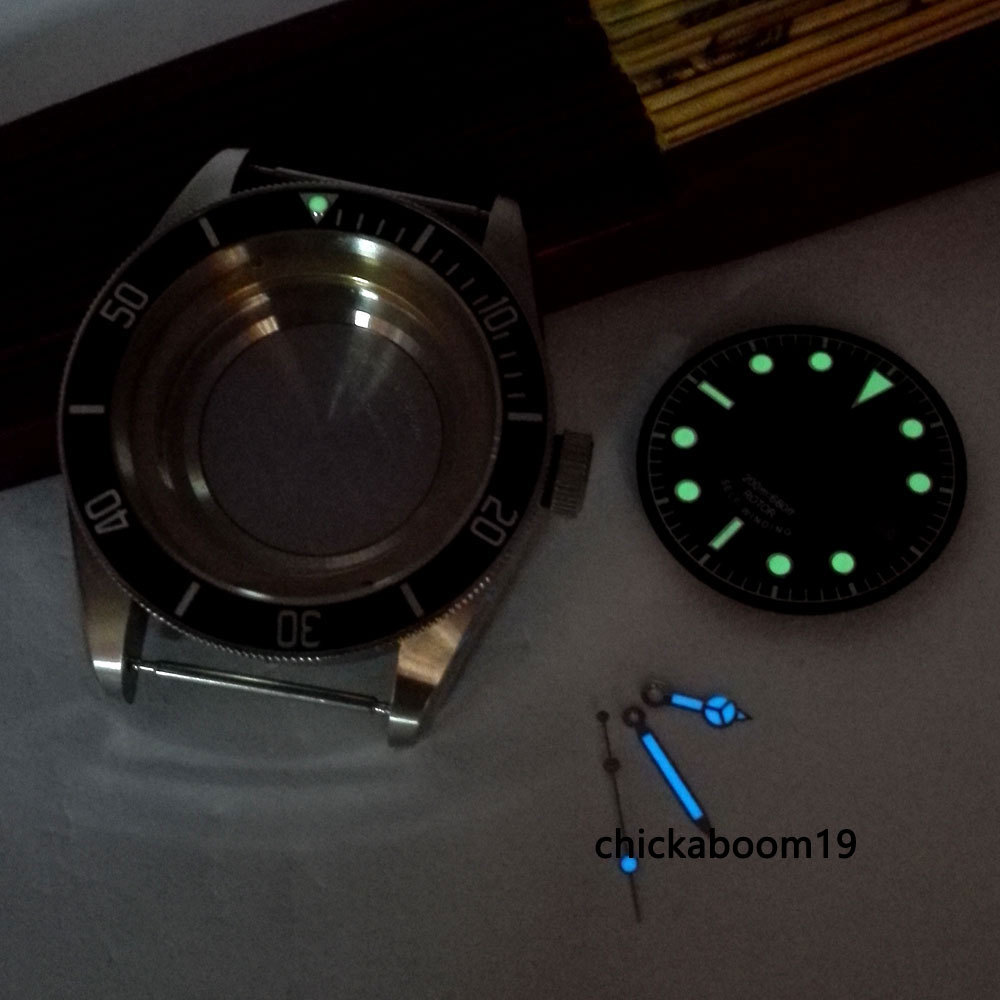 41MM Black Bezel Silver Case+Hands+Dial Fit For MIYOTA 8215 8205 821A Movement