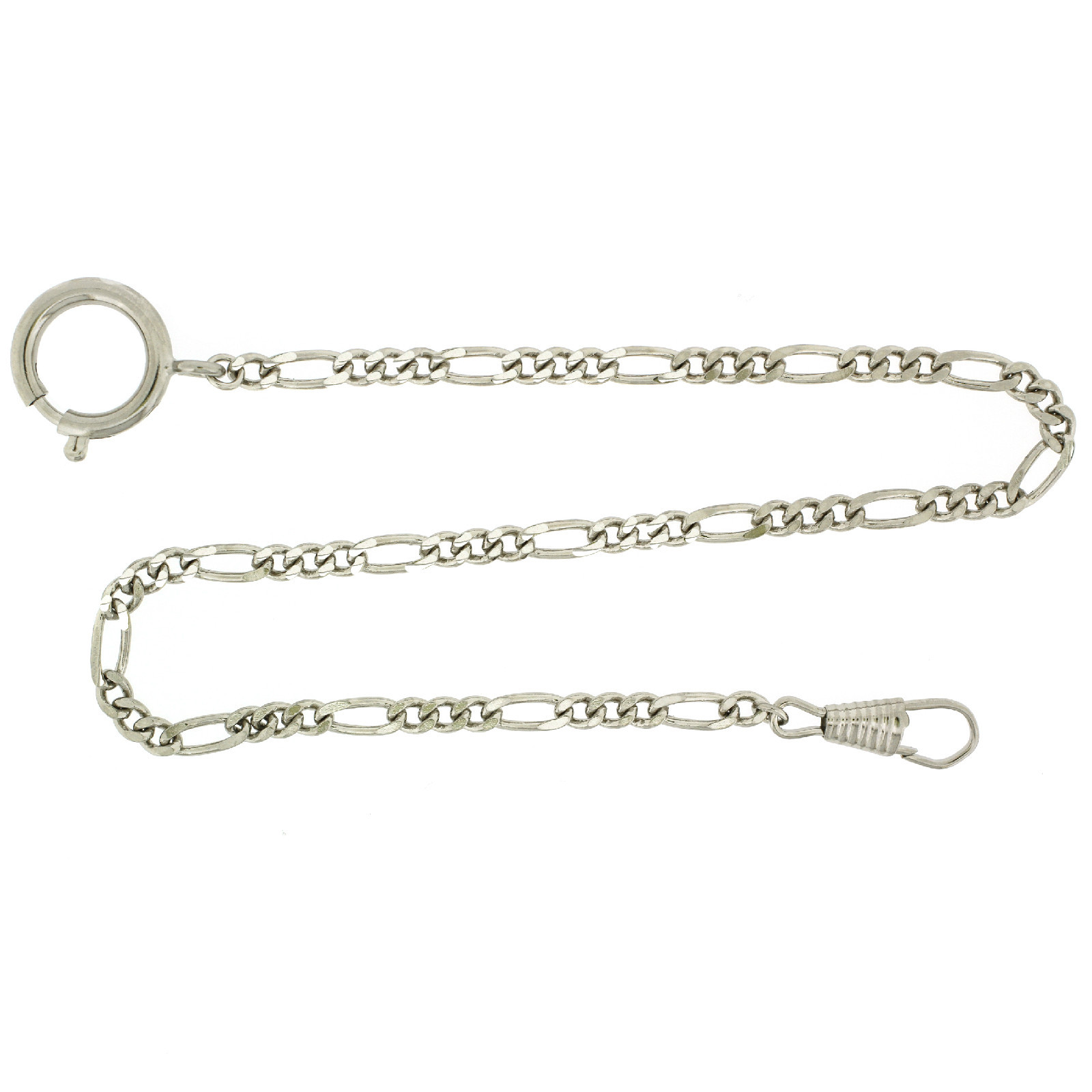 Pocket Watch Chain Fob PC4W Figaro Link Design Silver-Tone 14″