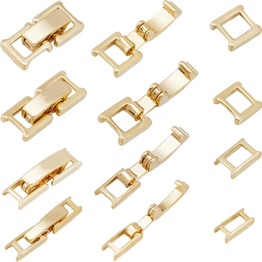 12PCS 24K Gold Plated Fold over Clasp Necklace and Bracelet Extenders