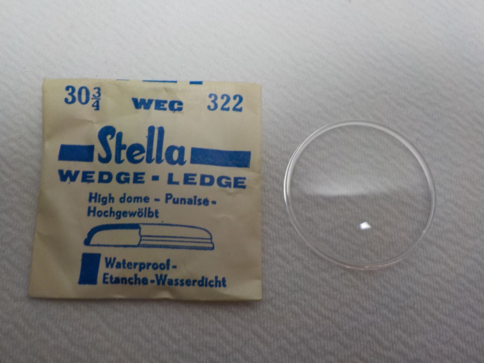 STELLA ROUND WATCH CRYSTAL WATCHMAKER REPLACEMENT PART 322 30 3/4 WEC #201
