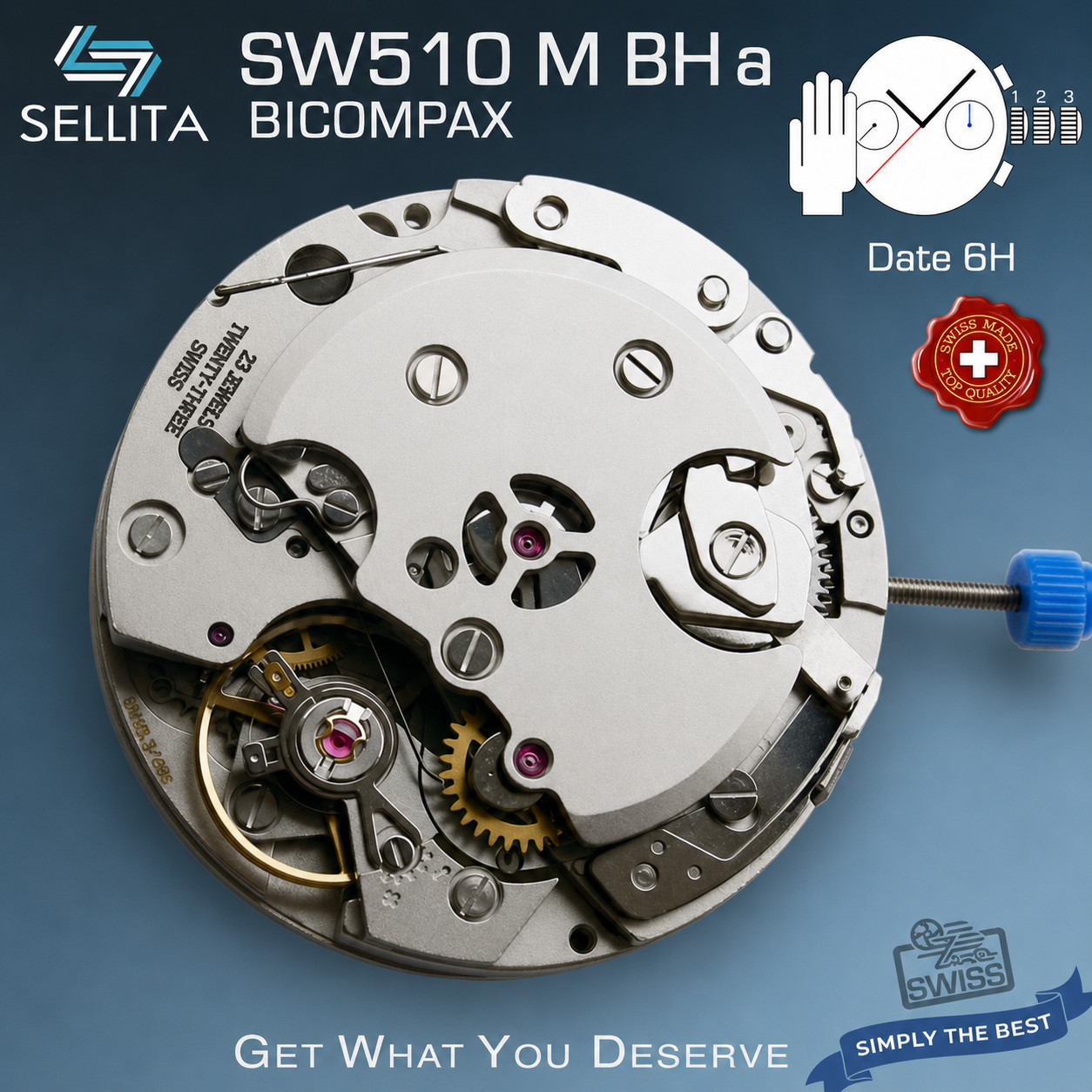 MOVEMENT MANUAL WIND SELLITA SW510 M BH A BICOMPAX CHRONOGRAPH