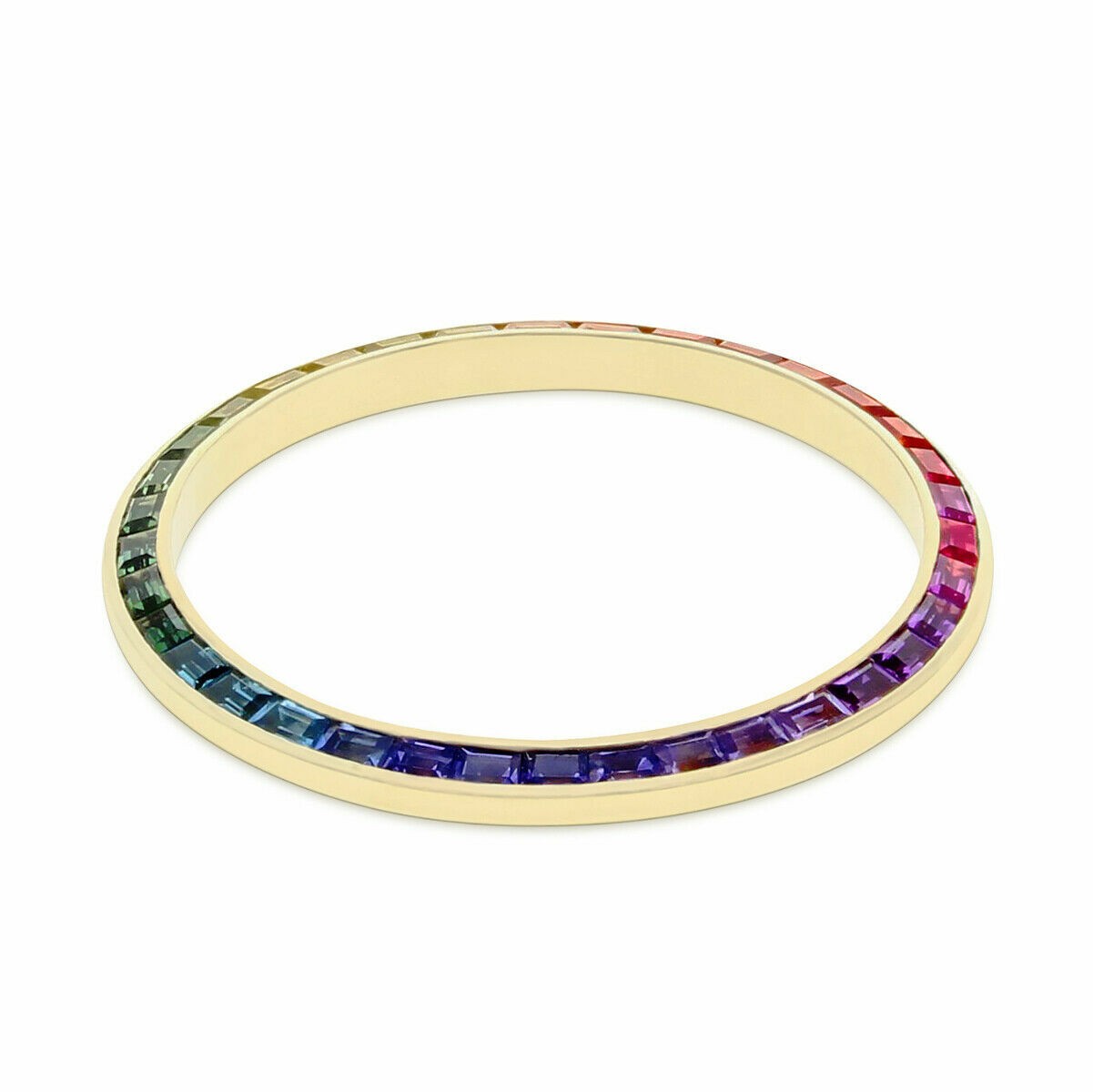 2.50CT RAINBOW COLORED STONE BEZEL FOR ROLEX 36MM 18KY 16078, 16238, 16248