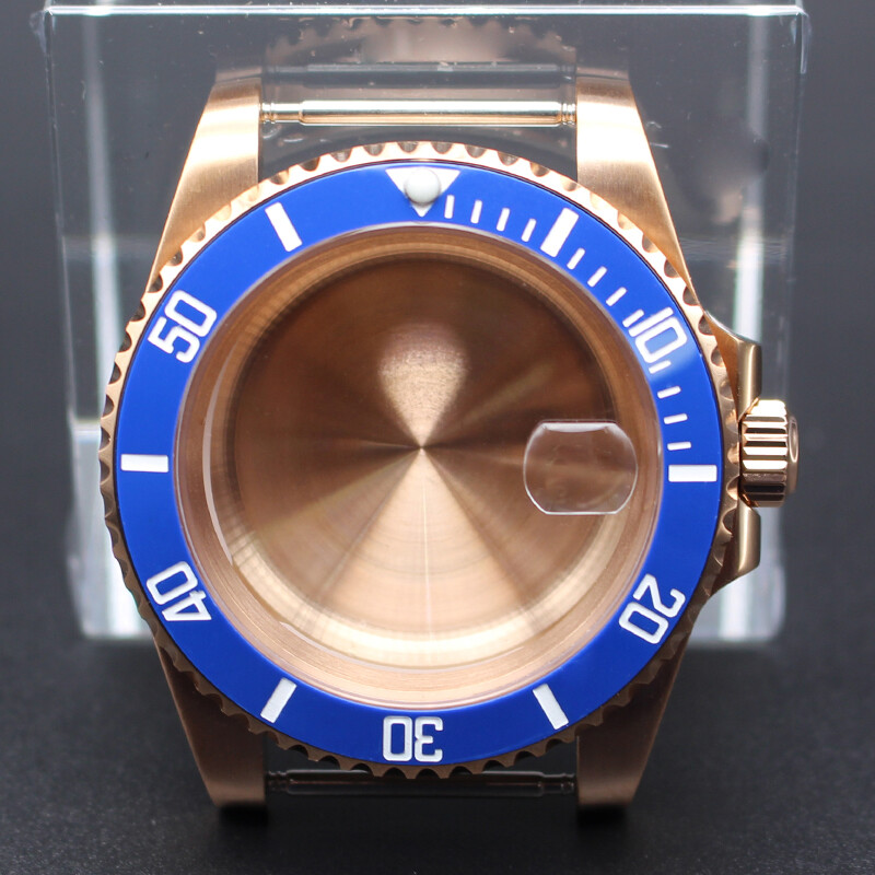 40mm Rose Gold Watch Case Cyclops Sapphire Glass For Seiko nh35 Nh36 2824 8215