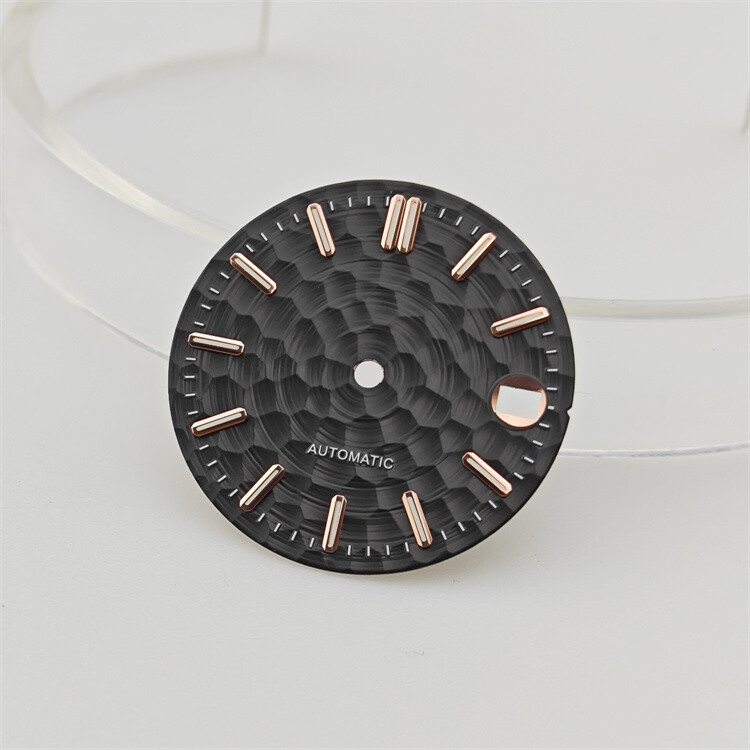 28.5mm NH35 Dial Rose/gold/silver Studded Green Luminous for NH35/NH36 Movements