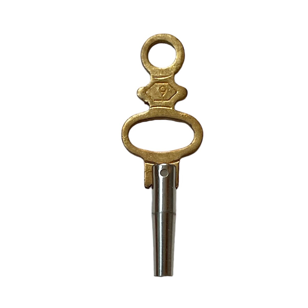 Pocket key nickel-plated steel shaft and punched brass handle