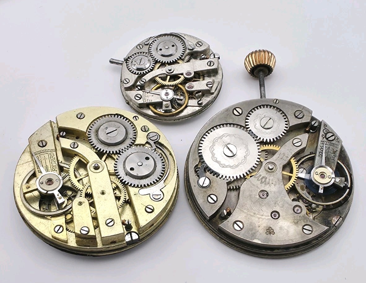 Vtg Lot Of 7 Mechanical Pocket Watch Movements For Parts Or Repair Equity Bijou