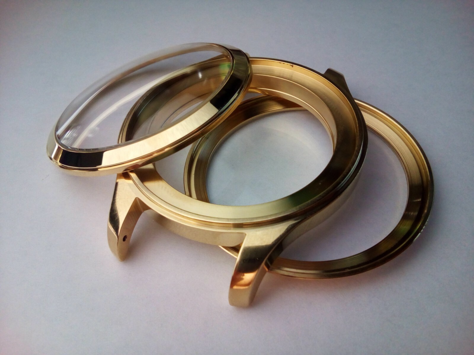 47mm watch case. DIY watch making. Stainless steel. PVD Yellow color.