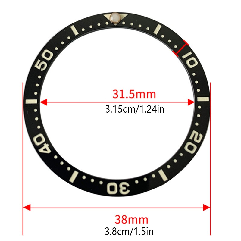 38mm Flat Luminous Ceramic Watch Bezel Replacement For SKX007/009/011 Series
