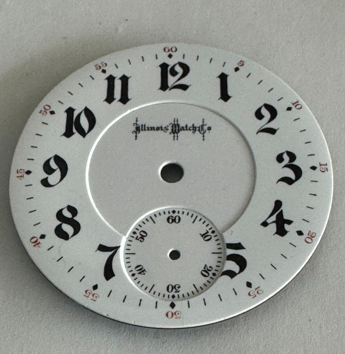 VINTAGE 18 SIZE ILLINOIS RAILROAD POCKET WATCH PORCELAIN GOTHIC DIAL