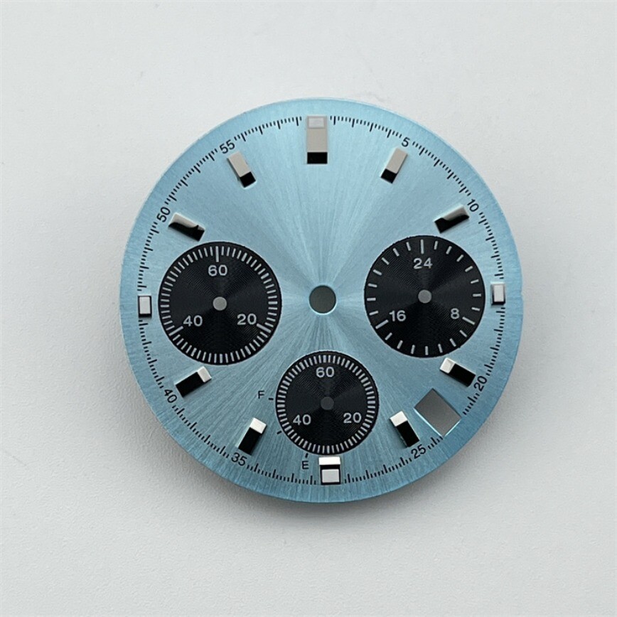 VK63 Dial White Blue Green Luminous Dial 29.5mm Fits VK63 Movement