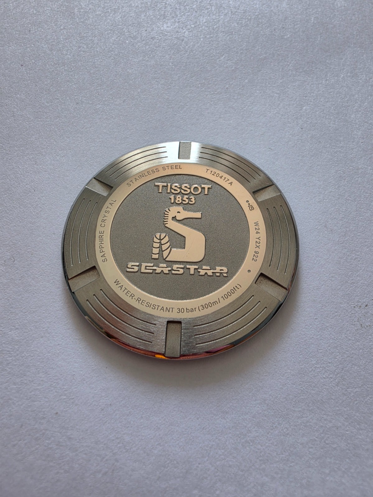 Original Tissot Seastar Silver Tone Stainless Steel Watch Back Case T120417A