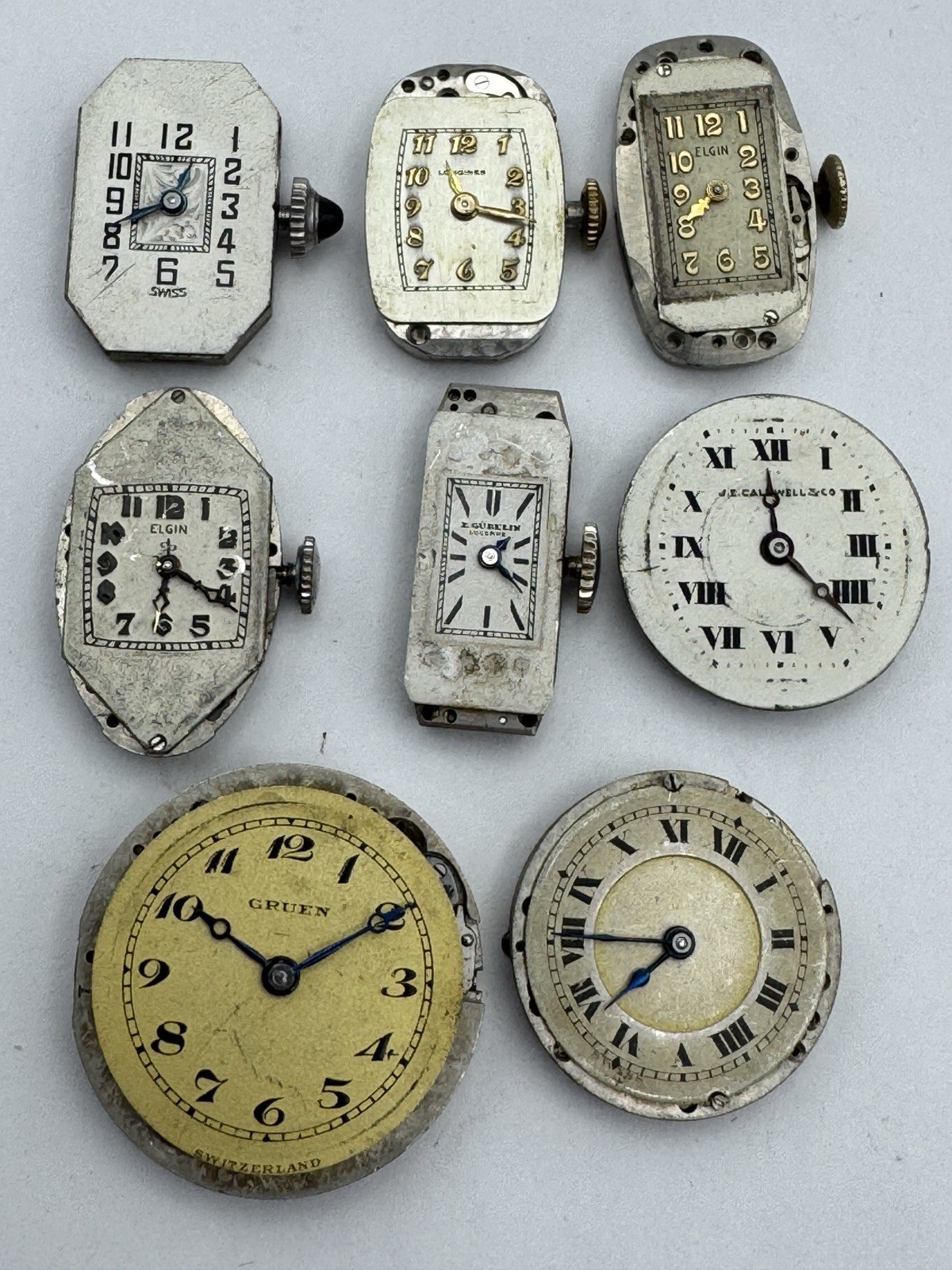 Lot Of 8 Mechanical Watch Movements For Parts Or Repair