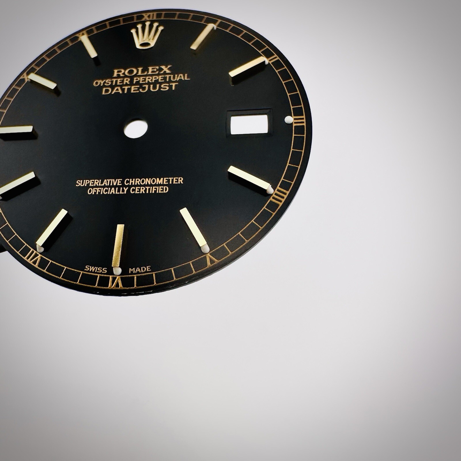 Factory Rolex Two Tone Black Gloss Luminova Dial Datejust 16013 16233 16238