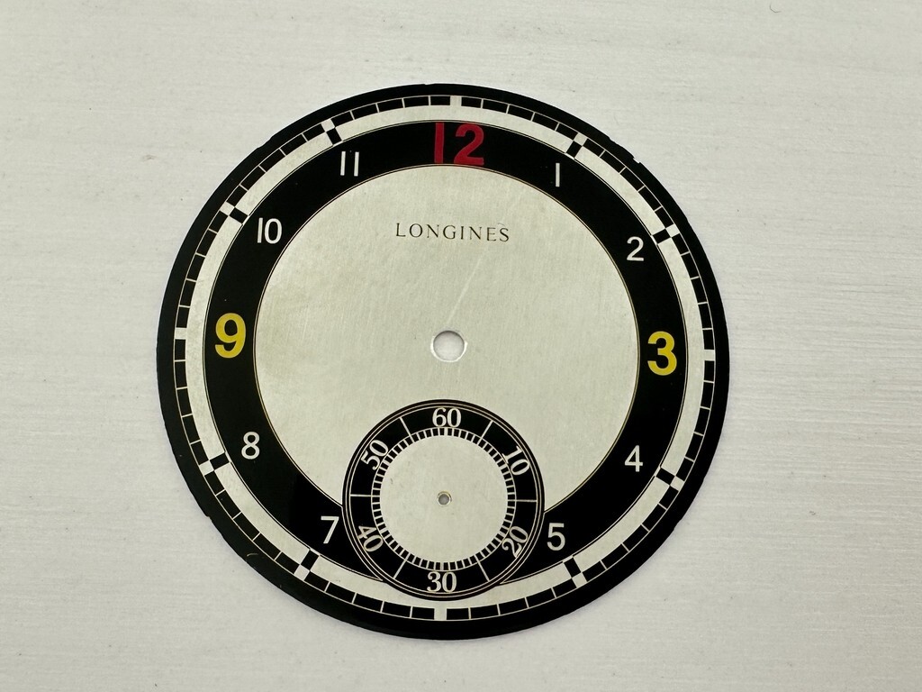 Longines Re-finished Art Deco Engraved Silver Metal Watch-face Dial EXCELLENT