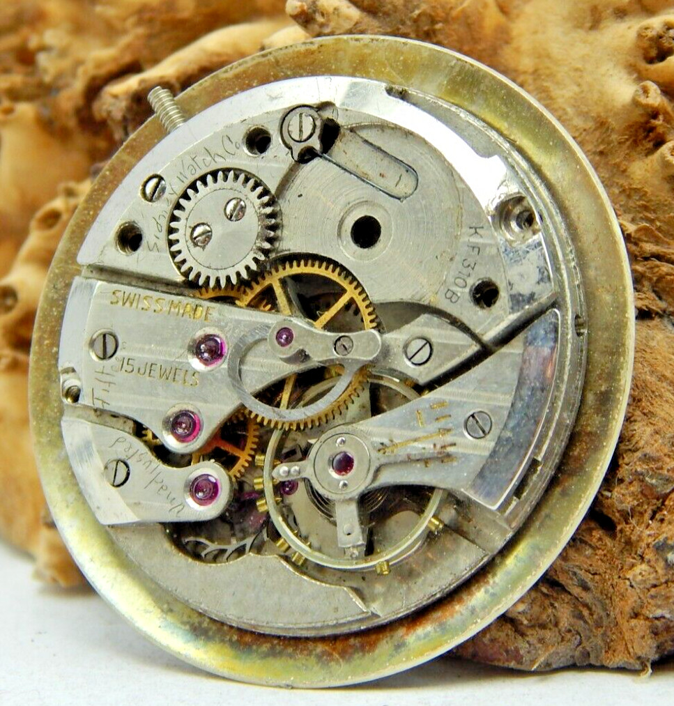 Vintage Sidney 15 jewel 25.4mm men’s wrist watch movement with dial and hands