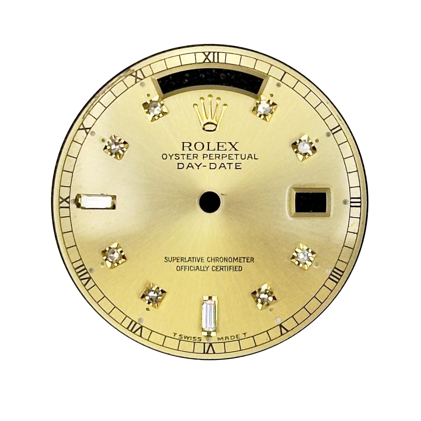 Original Rolex Dial 36mm Day-date Diamonds w/ Minute Track Roman & Stick Marker