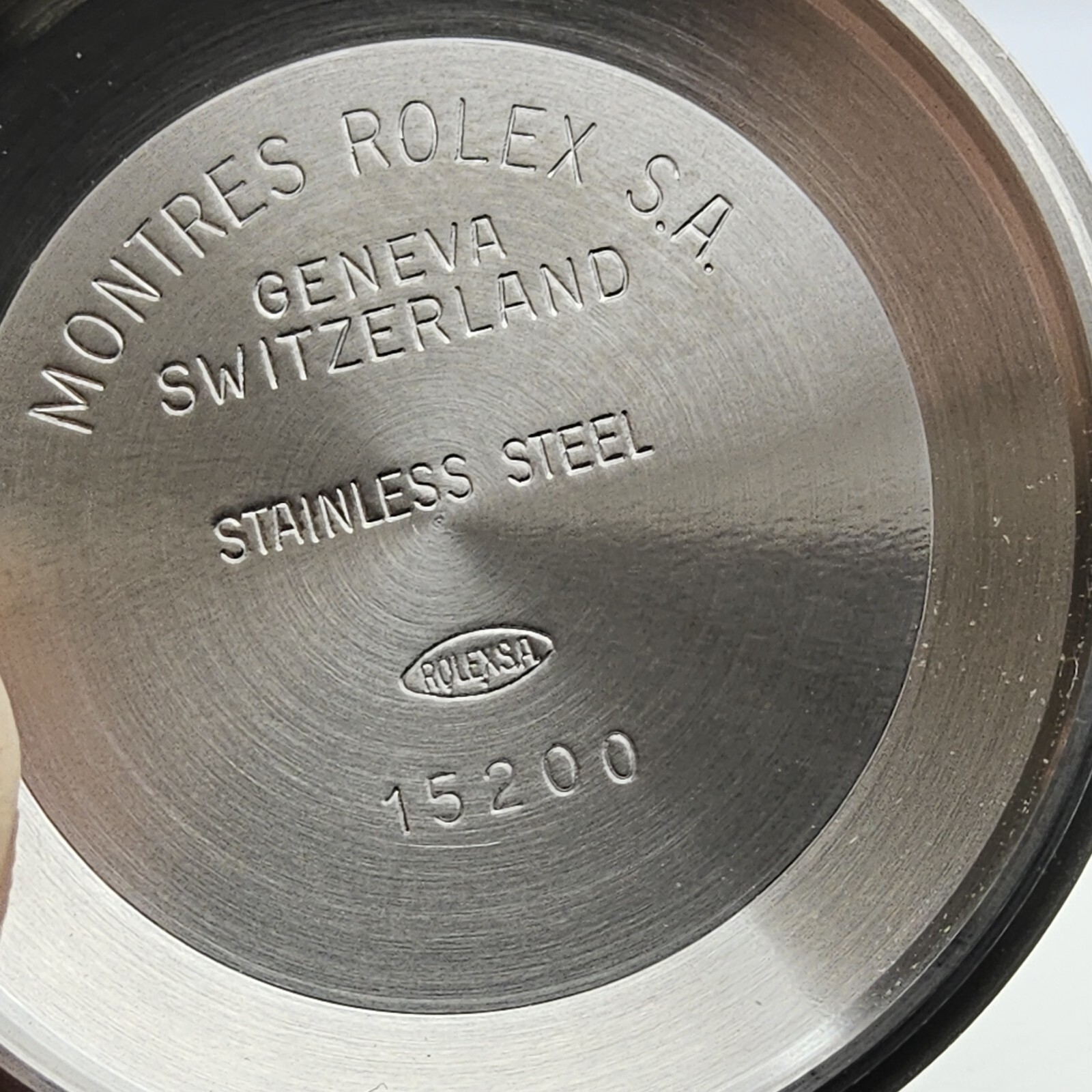 Rolex Caseback 15223 Stainless Steel, Green Hologram,Mint Condition,Genuine