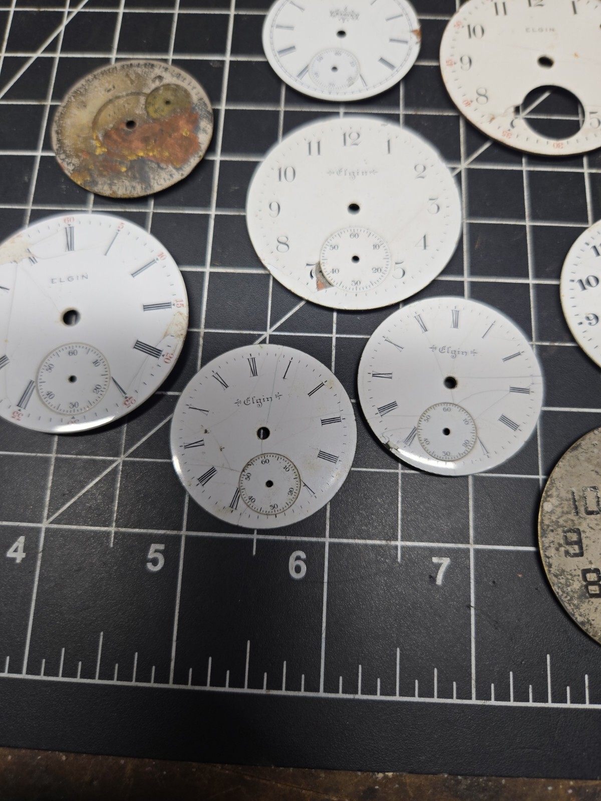 vintage elgin pocket watch dial lot repurpose steampubk craft sub railroad
