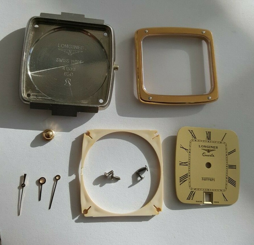 Longines Monobloc Steel Back Case Number 4909-950 + Crystal, Crown, Dial, Hands