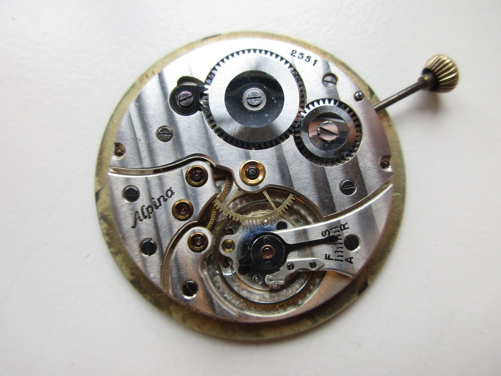 Alpina cal. 2551 Swiss pocket watch movement & dial – running