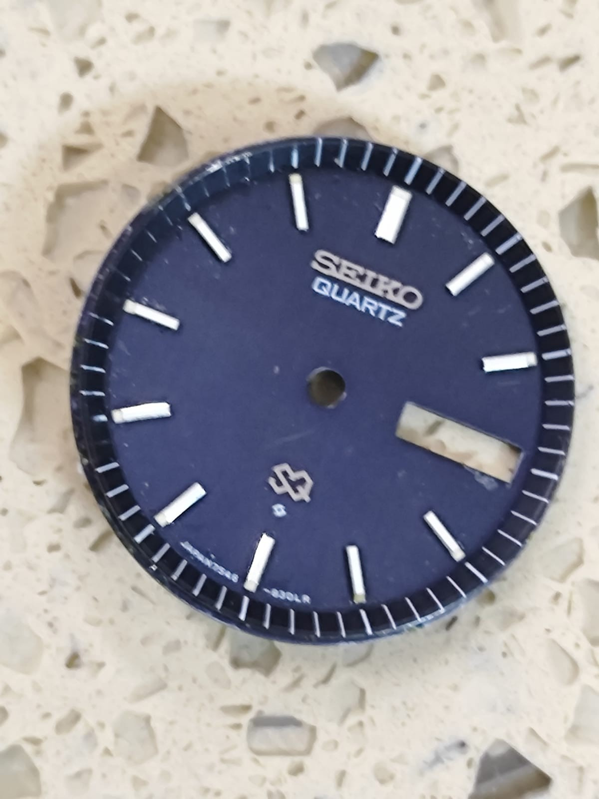 SEIKO 7546a Quartz Part Dial & hands for parts Drak blue 28mm Used
