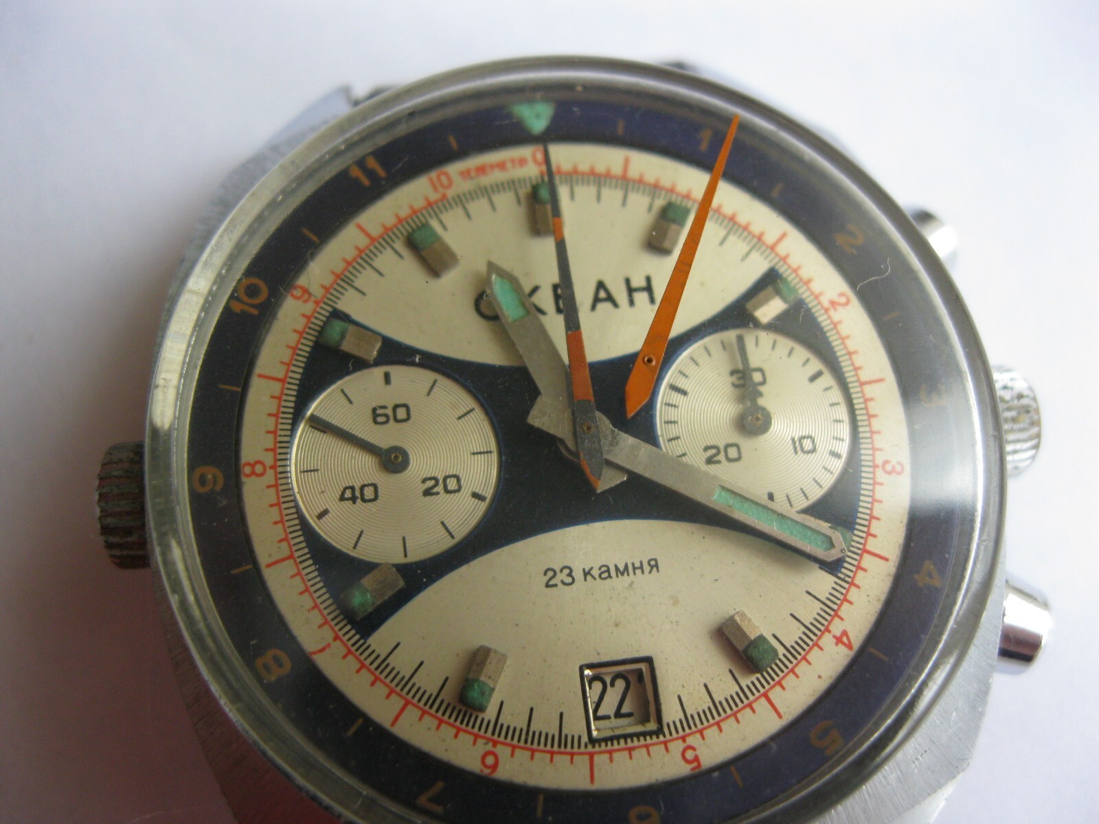 NEW central seconds hand Watch CHRONOGRAPH OKEAN Poljot 3133 Original ussr