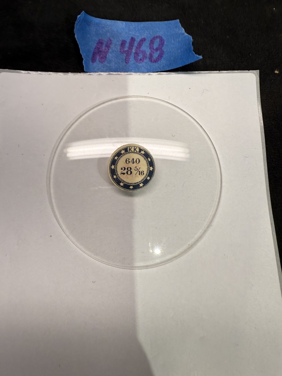 (N468) Vintage KK Pocket Watch Glass Crystal Round Domed #640 – 28 5/16 Clear