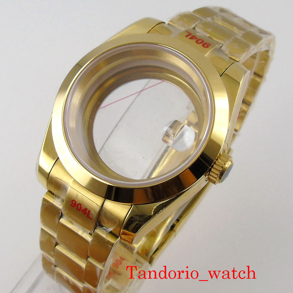 36mm For NH34 NH35 NH36 MIYOTA 8215 Mingzhu Movement Yellow Gold Polished Case