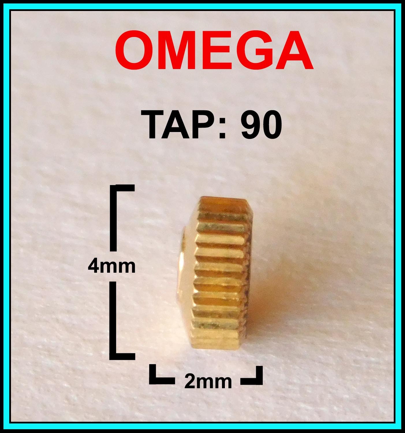 5 (five) Original OMEGA Watch Crowns GOLD PLATED – N.O.S. – 4 mm – STEM: 0.90