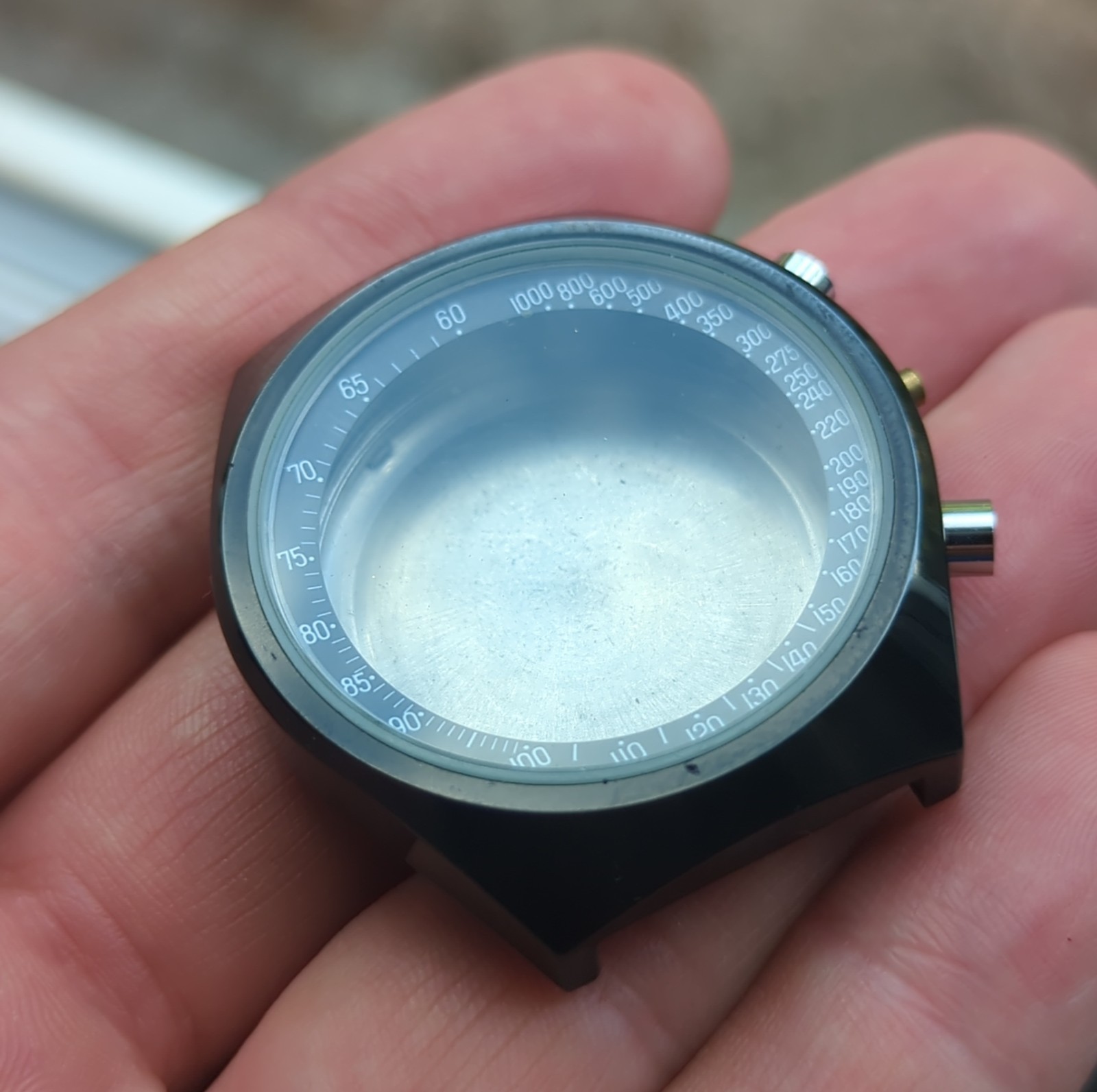Valjoux Chronograph PVD Black Watch Case For Movement Rehoming 1970s (BS12)